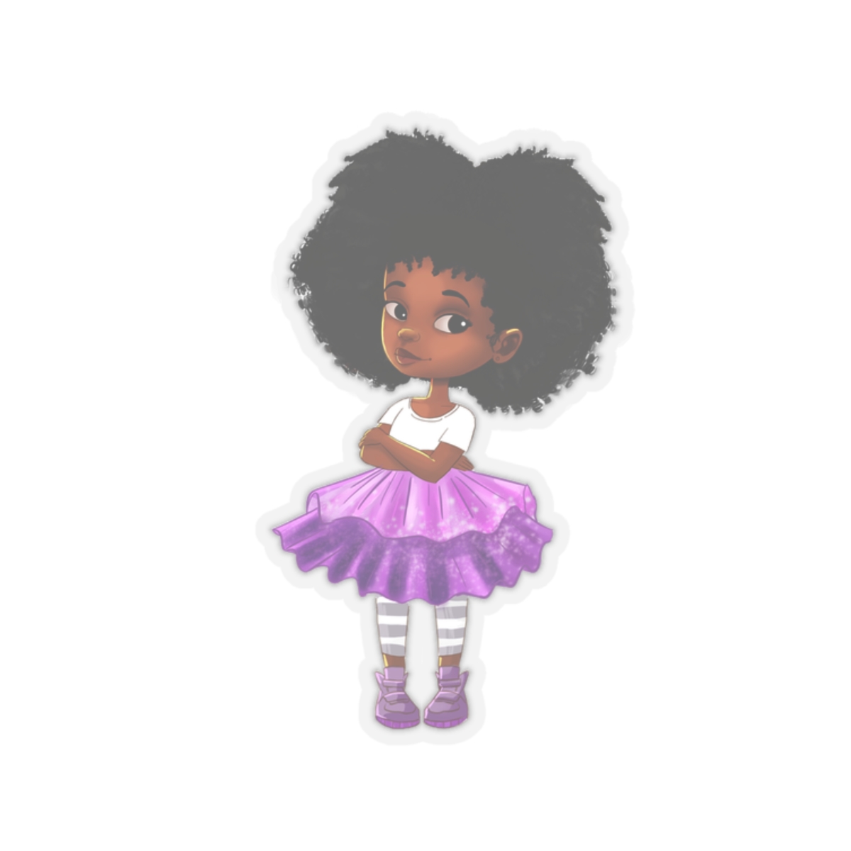 Cute African American Girl Kiss-Cut Stickers - Perfect for Laptops, Water Bottles & Journals